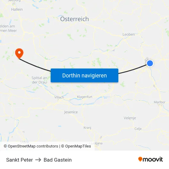 Sankt Peter to Bad Gastein map