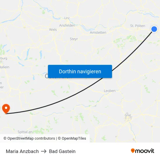 Maria Anzbach to Bad Gastein map