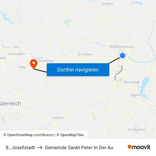 8., Josefstadt to Gemeinde Sankt Peter In Der Au map