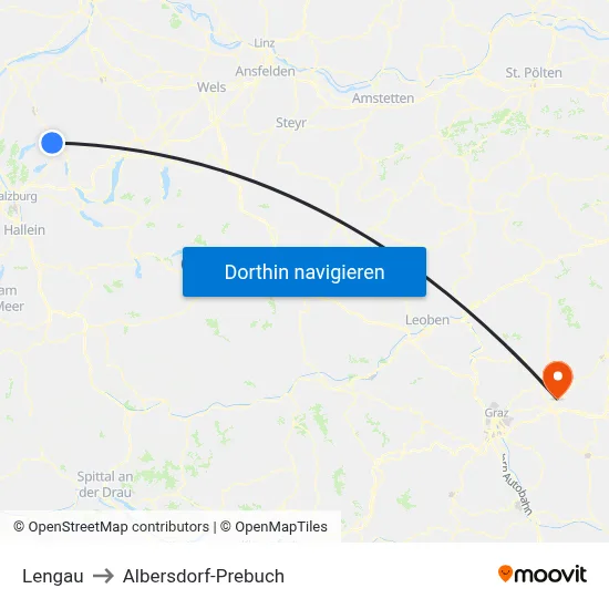 Lengau to Albersdorf-Prebuch map