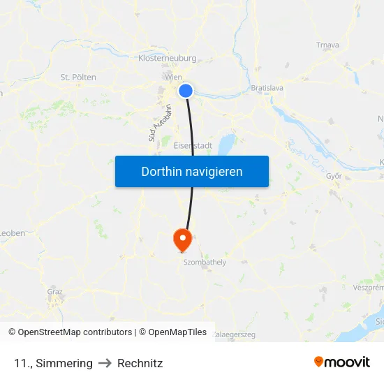 11., Simmering to Rechnitz map
