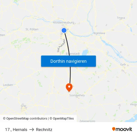 17., Hernals to Rechnitz map