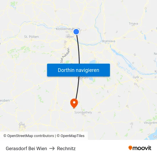 Gerasdorf Bei Wien to Rechnitz map
