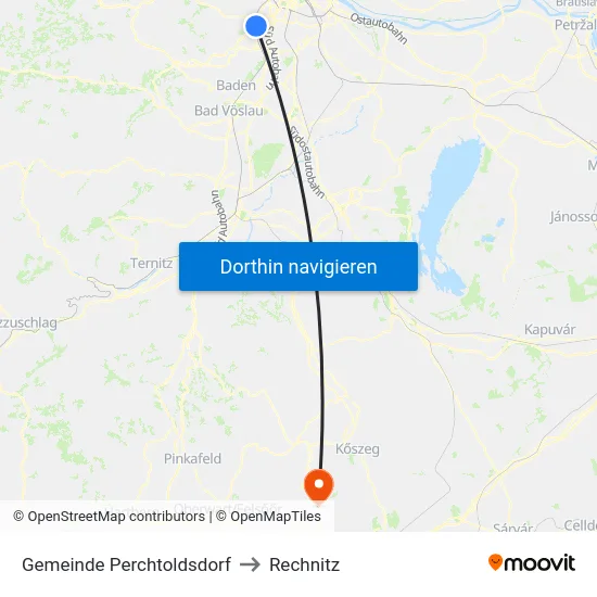 Gemeinde Perchtoldsdorf to Rechnitz map