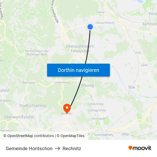 Gemeinde Horitschon to Rechnitz map