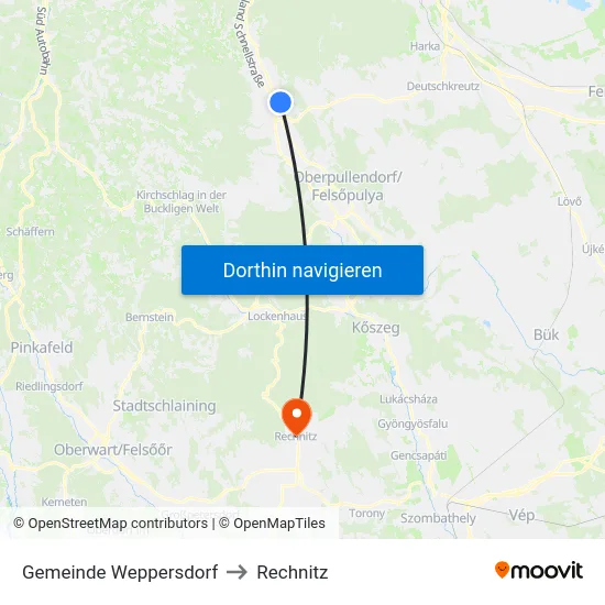 Gemeinde Weppersdorf to Rechnitz map