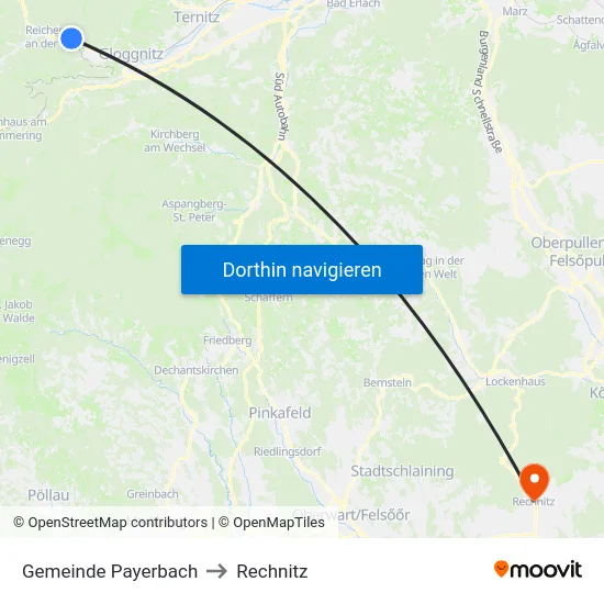 Gemeinde Payerbach to Rechnitz map
