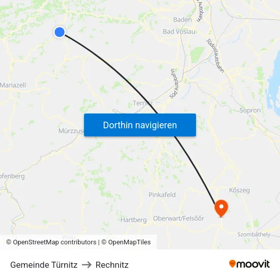 Gemeinde Türnitz to Rechnitz map