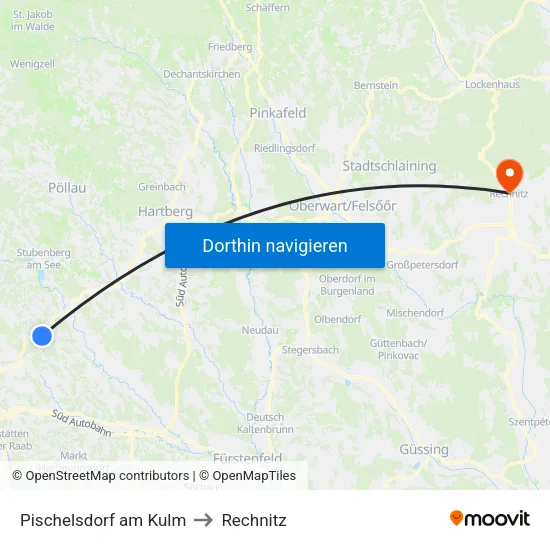 Pischelsdorf am Kulm to Rechnitz map