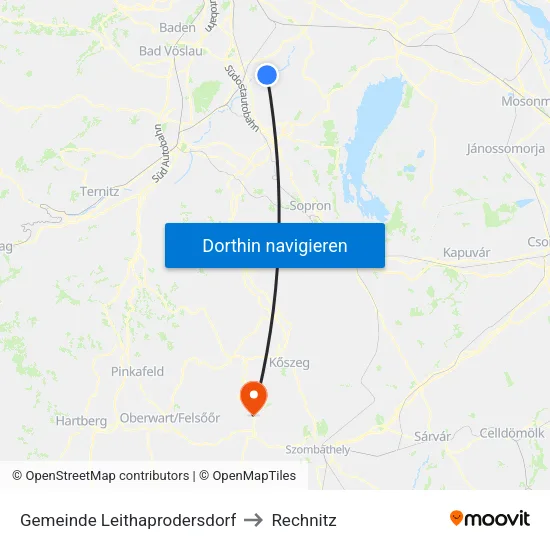 Gemeinde Leithaprodersdorf to Rechnitz map