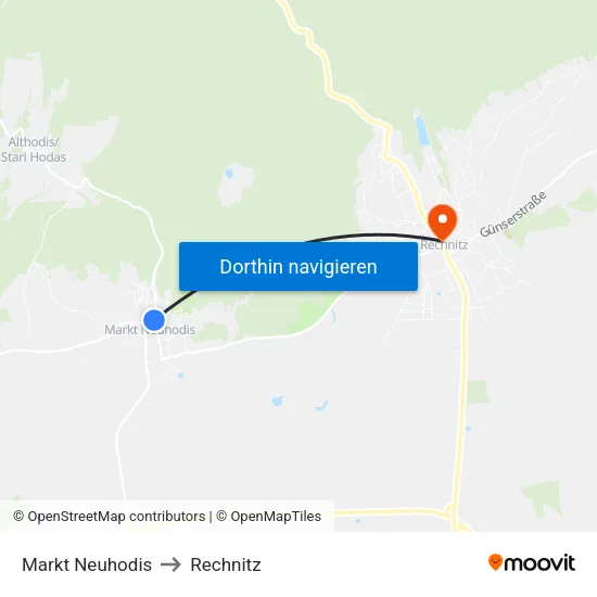 Markt Neuhodis to Rechnitz map