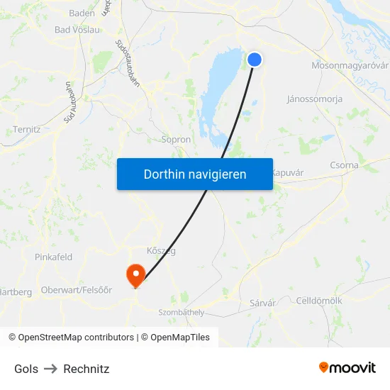 Gols to Rechnitz map