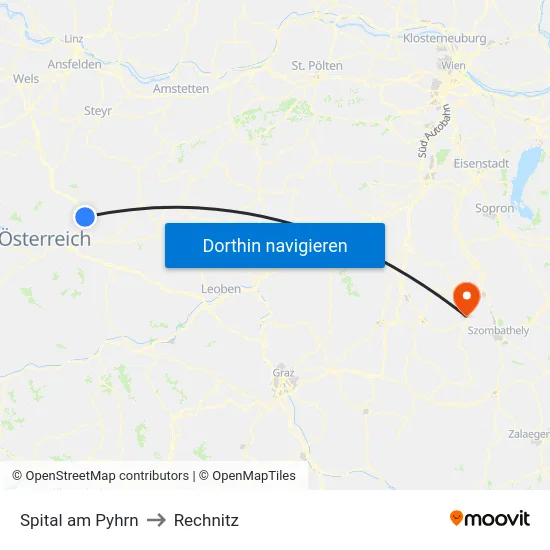 Spital am Pyhrn to Rechnitz map