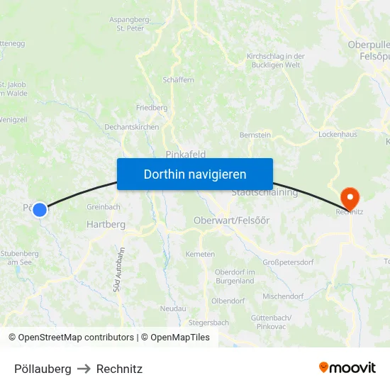 Pöllauberg to Rechnitz map