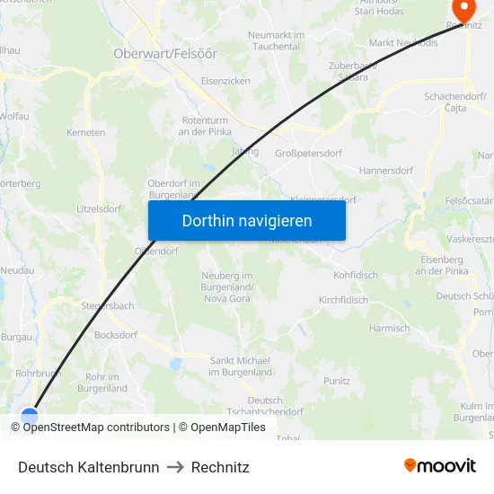 Deutsch Kaltenbrunn to Rechnitz map