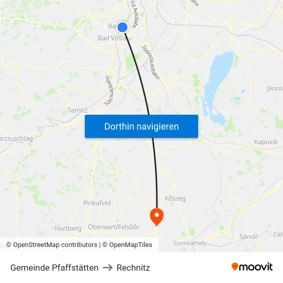 Gemeinde Pfaffstätten to Rechnitz map