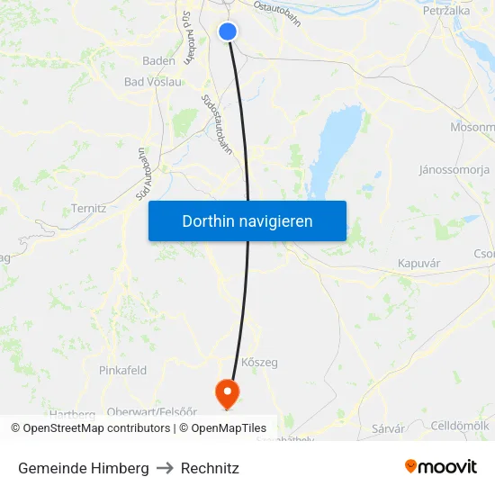 Gemeinde Himberg to Rechnitz map