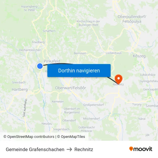 Gemeinde Grafenschachen to Rechnitz map