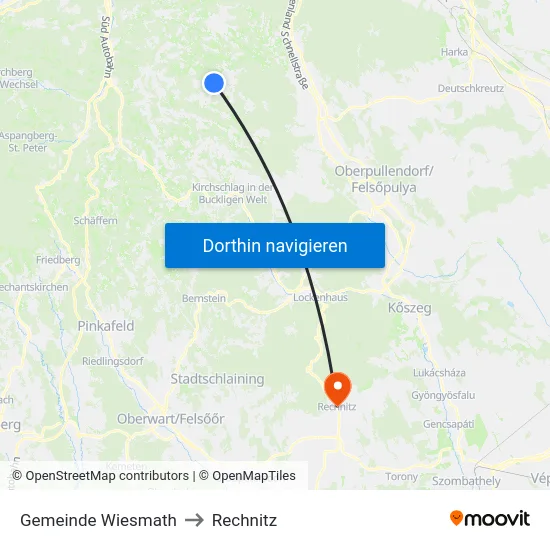 Gemeinde Wiesmath to Rechnitz map