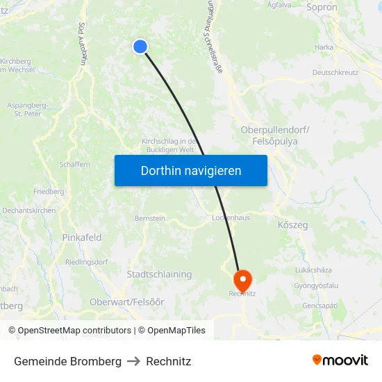Gemeinde Bromberg to Rechnitz map