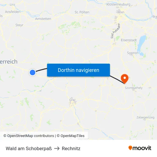 Wald am Schoberpaß to Rechnitz map