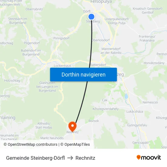Gemeinde Steinberg-Dörfl to Rechnitz map