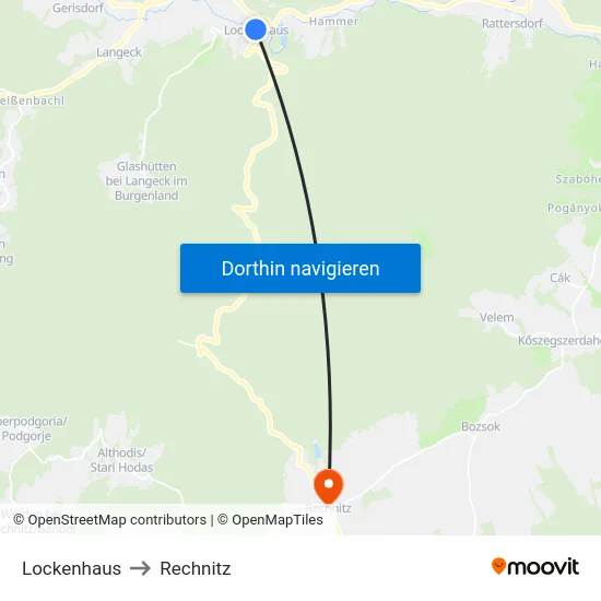 Lockenhaus to Rechnitz map