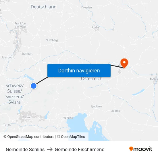 Gemeinde Schlins to Gemeinde Fischamend map