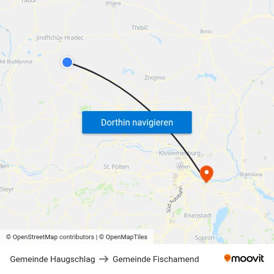 Gemeinde Haugschlag to Gemeinde Fischamend map