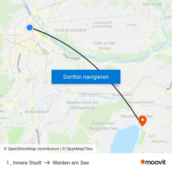 1., Innere Stadt to Weiden am See map