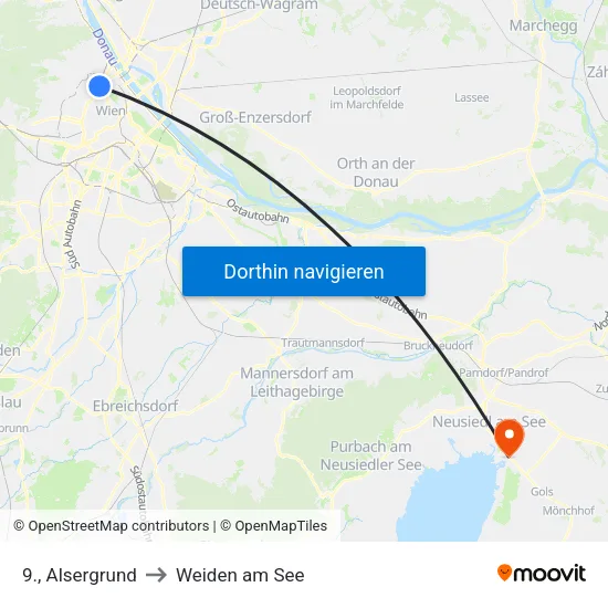 9., Alsergrund to Weiden am See map
