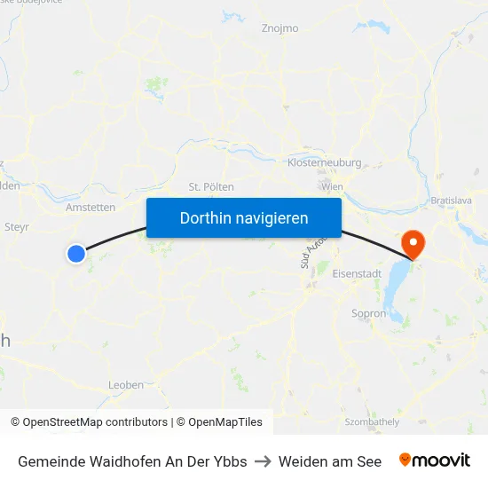Gemeinde Waidhofen An Der Ybbs to Weiden am See map
