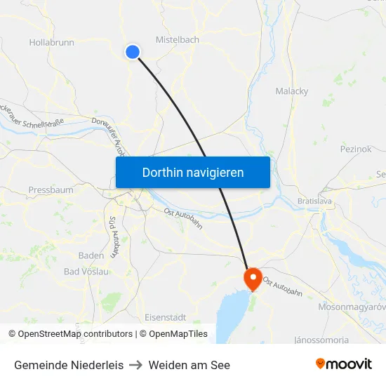 Gemeinde Niederleis to Weiden am See map