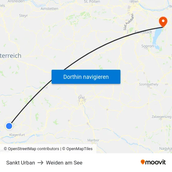 Sankt Urban to Weiden am See map