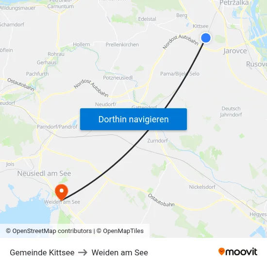 Gemeinde Kittsee to Weiden am See map