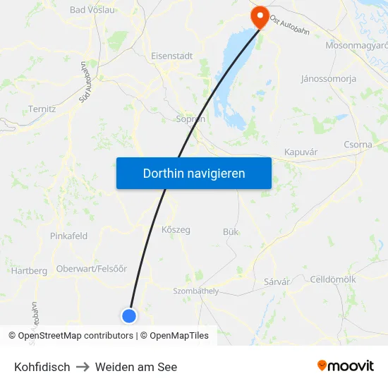 Kohfidisch to Weiden am See map
