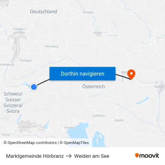 Marktgemeinde Hörbranz to Weiden am See map