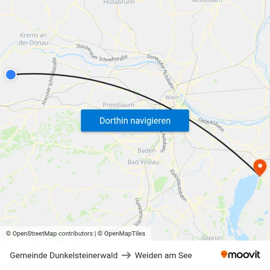Gemeinde Dunkelsteinerwald to Weiden am See map
