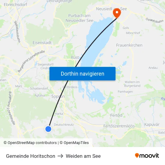Gemeinde Horitschon to Weiden am See map