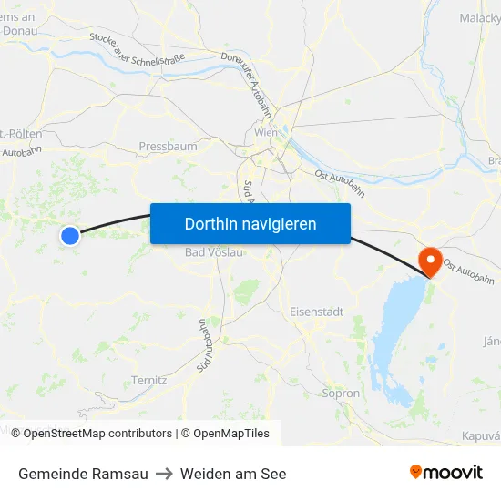 Gemeinde Ramsau to Weiden am See map