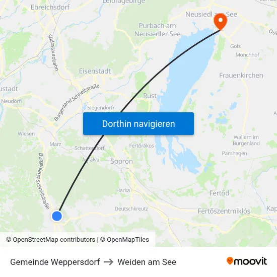 Gemeinde Weppersdorf to Weiden am See map