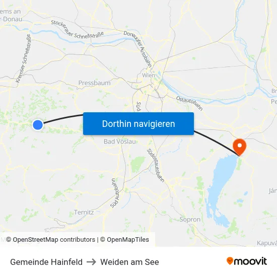 Gemeinde Hainfeld to Weiden am See map