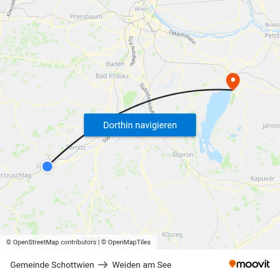Gemeinde Schottwien to Weiden am See map