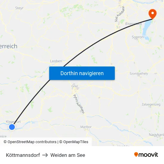 Köttmannsdorf to Weiden am See map