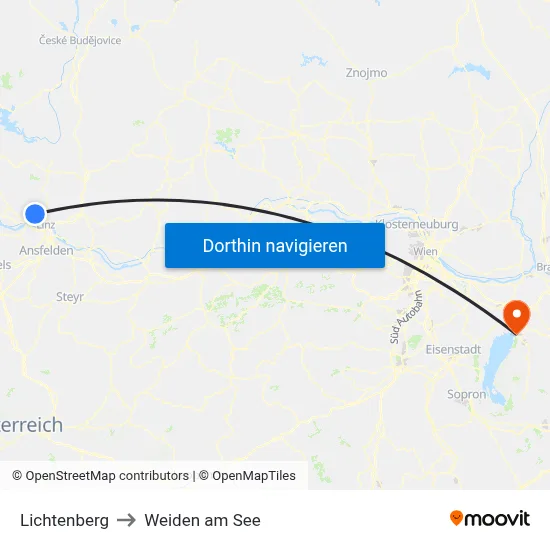 Lichtenberg to Weiden am See map
