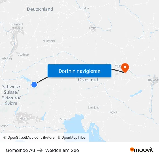 Gemeinde Au to Weiden am See map