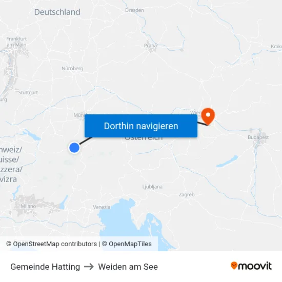 Gemeinde Hatting to Weiden am See map