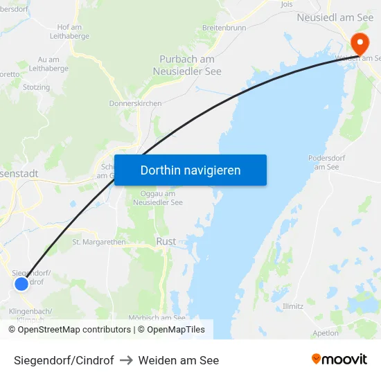Siegendorf/Cindrof to Weiden am See map