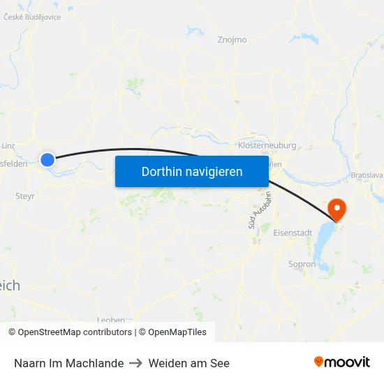 Naarn Im Machlande to Weiden am See map
