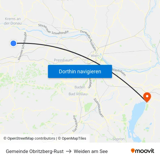 Gemeinde Obritzberg-Rust to Weiden am See map